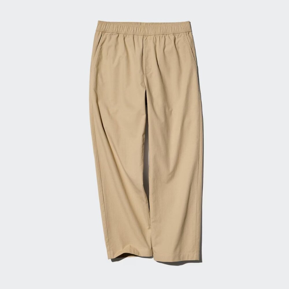 Uniqlo Women's sz S Small Cotton Relaxed Ankle Pants 100% Cotton Brown Beige Tan